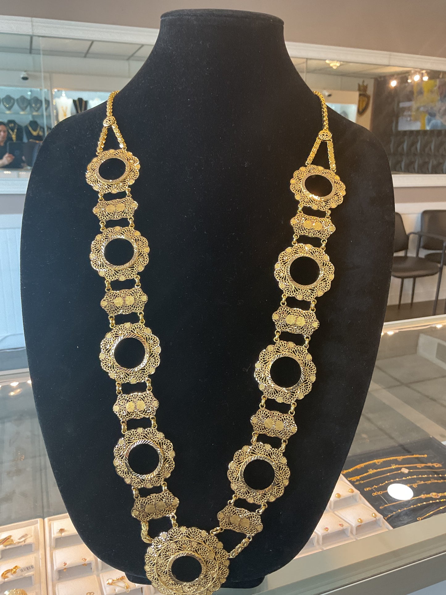 Long coin necklace